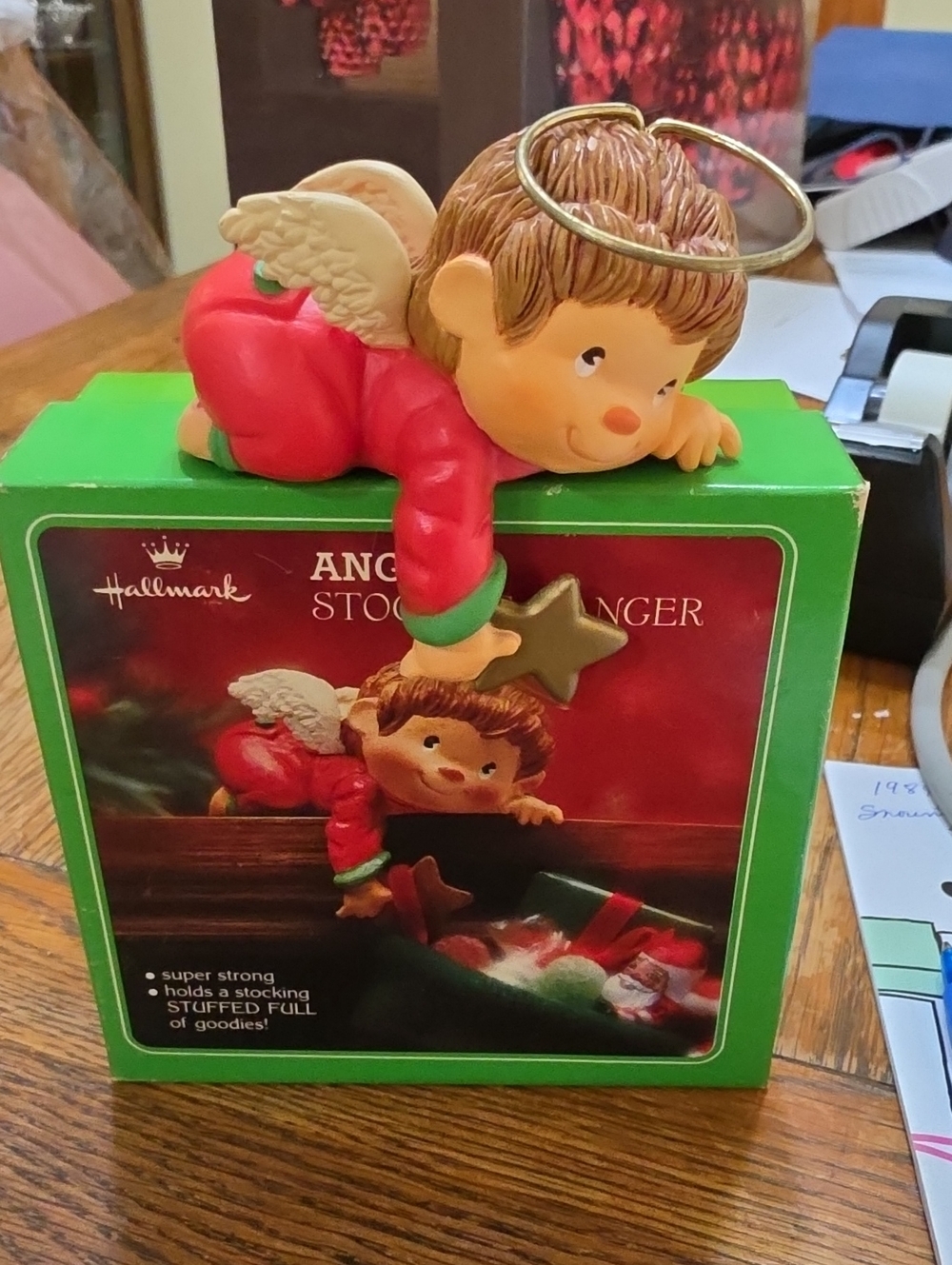 Vintage Hallmark Red Angel Stocking Hanger